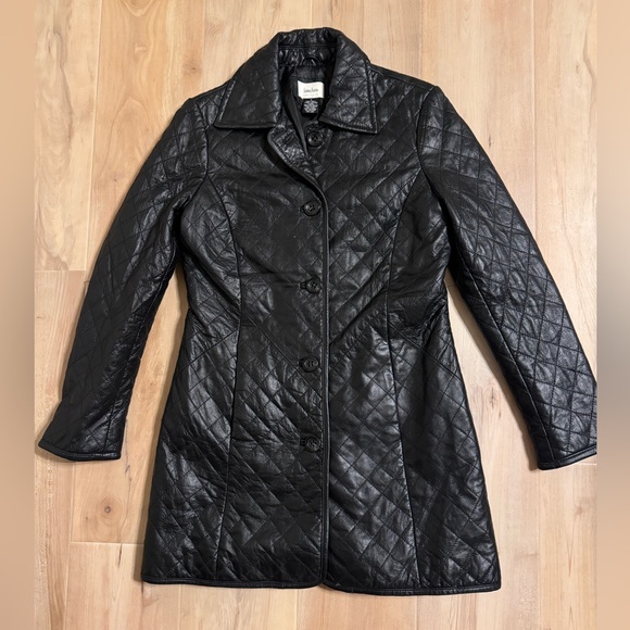 Neiman Marcus Quilted Long Leather Jacket Size Small - Picture 3 of 8